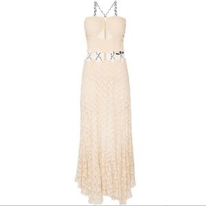 PatBO cut out textured Jersey, open knit maxi dress in off white NEW COLLECTION